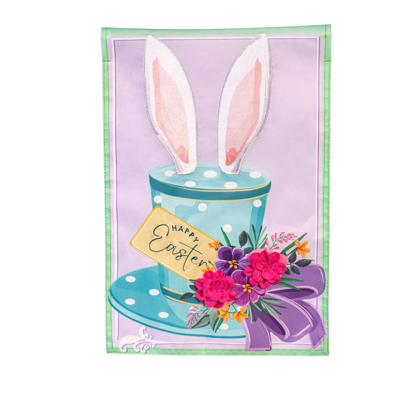 Plow & Hearth Happy Easter Floral Hat Applique Garden Flag