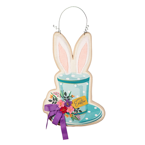 Plow & Hearth Happy Easter Floral Hat Estate Door Décor