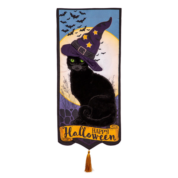 Plow & Hearth Happy Halloween Black Cat Everlasting Impression Textile Décor