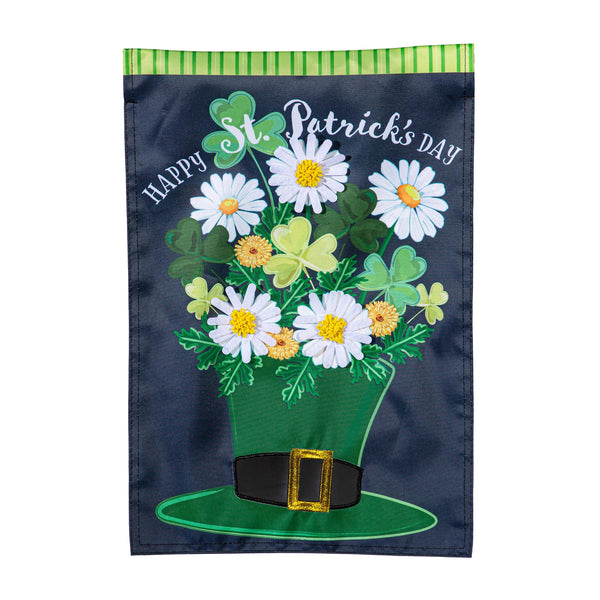 Plow & Hearth Happy St. Patrick's Day Floral Hat Applique Garden Flag