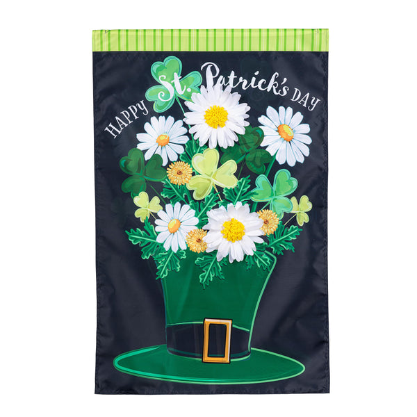 Plow & Hearth Happy St. Patrick's Day Floral Hat Applique House Flag