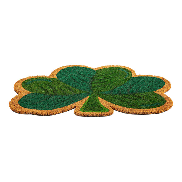 Plow & Hearth Happy St. Patrick's Day Shamrock Shaped Coir Mat