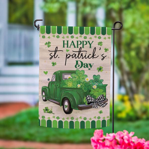 Plow & Hearth Happy St. Patrick's Day Truck Suede Garden Flag