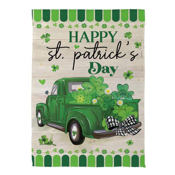 Plow & Hearth Happy St. Patrick's Day Truck Suede Garden Flag