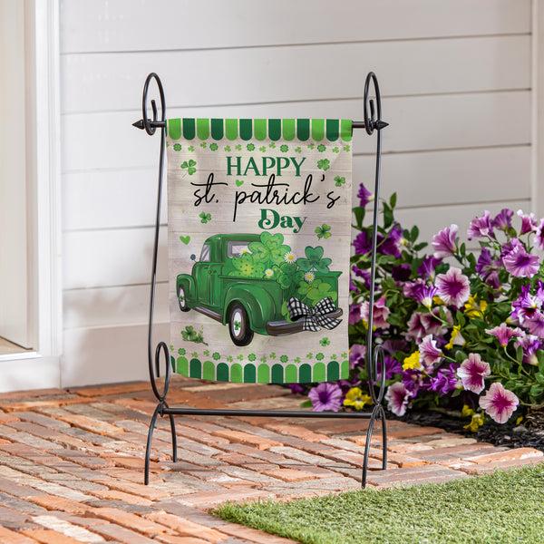 plow & hearth Happy St. Patrick's Day Truck Suede Garden Flag
