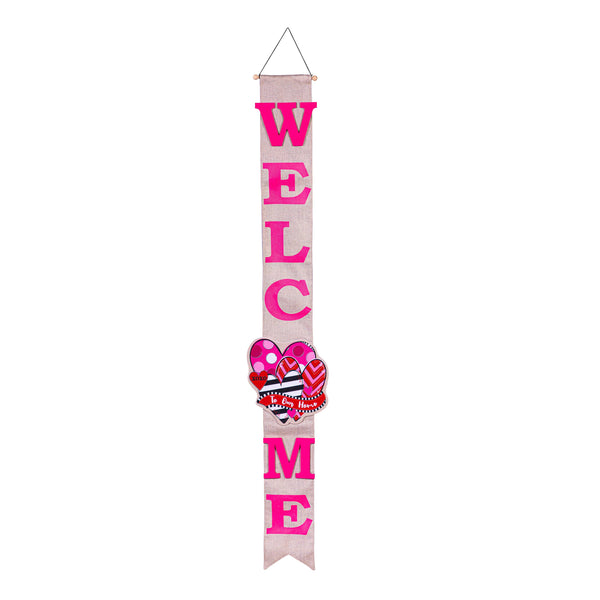 Plow & Hearth Happy Valentine's Day Sweethearts/ Happy Easter Bunny With Carrot Double Sided Door Banner
