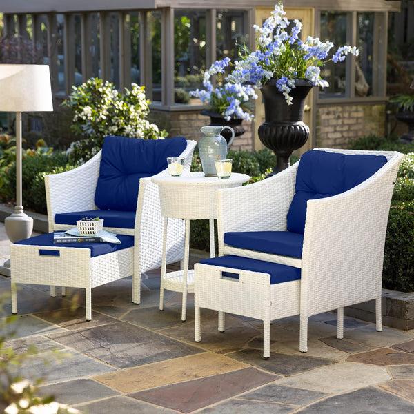 plow & hearth Harbor Moon Chat Set with Hideaway Ottomans and Cooler Table