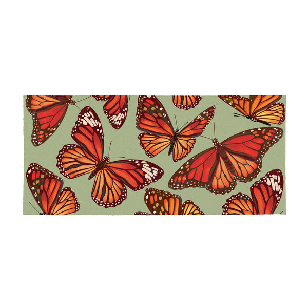 Plow & Hearth Harvest Blossom Butterfly Flocked Coir Sassafras Switch Mat 22"x10"