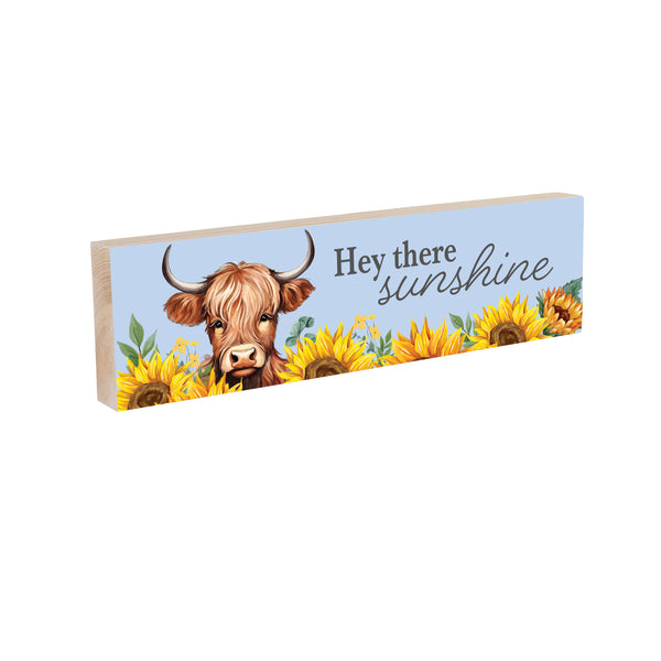 Plow & Hearth Harvest Blossom Highland Cow And Sunflowers Mantle Sign 18"x5”
