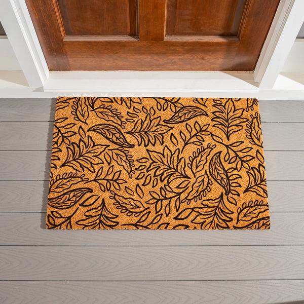 plow & hearth Harvest Blossom Jacobean Pumpkin Coir Mat 36"x24”