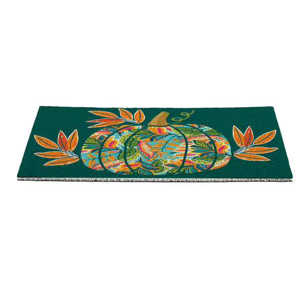 Plow & Hearth Harvest Blossom Jacobean Pumpkin PVC Mat 28"x16”