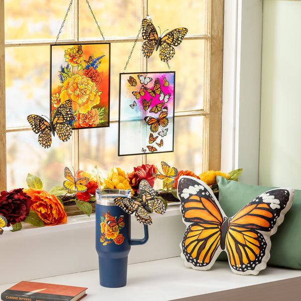 Plow & Hearth Harvest Blossom Mariposa Melody Monarch Canyon Cup Double Wall Stainless Steel W/ Straw 40oz Gift Box