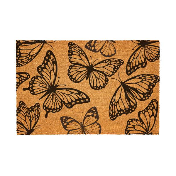 Plow & Hearth Harvest Blossom Monarch Butterfly Coir Mat 36"x24"