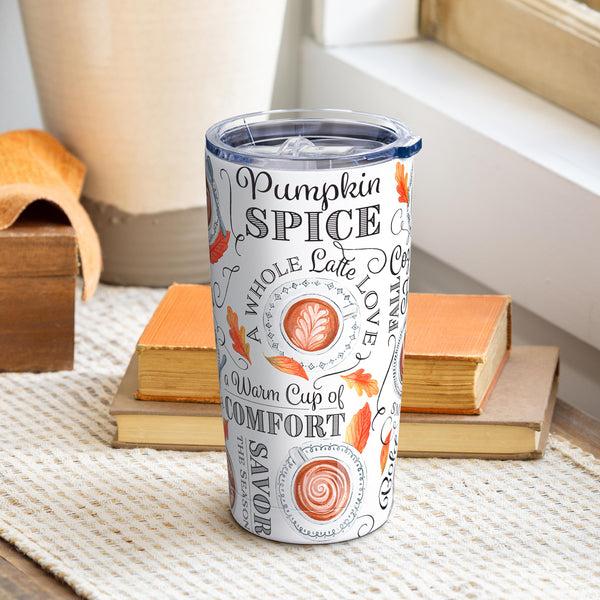 plow & hearth Harvest Blossom Pumpkin Spice Double Wall Stainless Steel Tumbler 20oz Gift Box