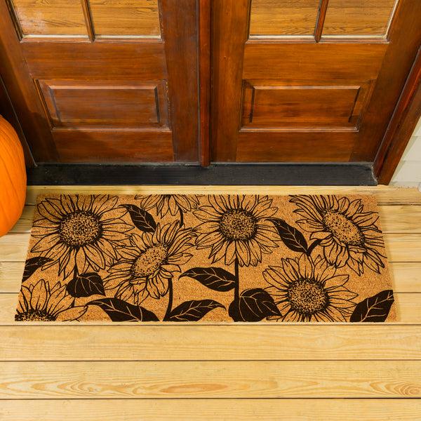 plow & hearth Harvest Blossom Sunflower Coir Mat 60"x24"