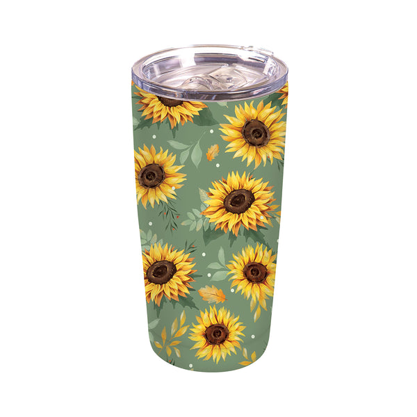Plow & Hearth Harvest Blossom Sunflower Double Wall Stainless Steel Tumbler 20oz Gift Box