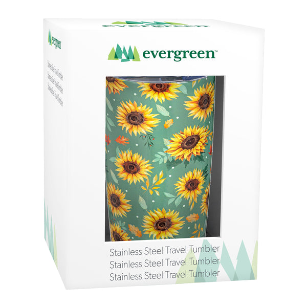Plow & Hearth Harvest Blossom Sunflower Double Wall Stainless Steel Tumbler 20oz Gift Box