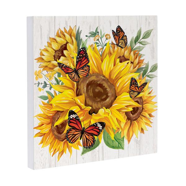 Plow & Hearth Harvest Blossom Sunflower Indoor Wall Décor 12"x12"