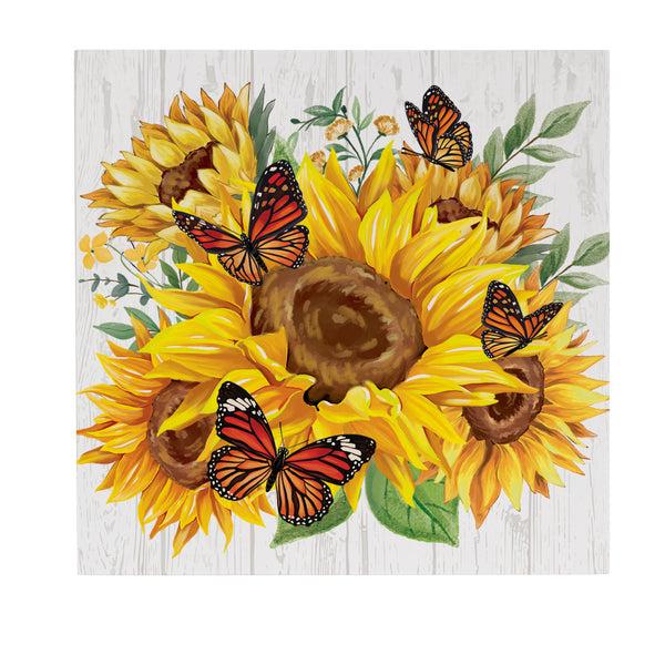 Plow & Hearth Harvest Blossom Sunflower Indoor Wall Décor 12"x12"