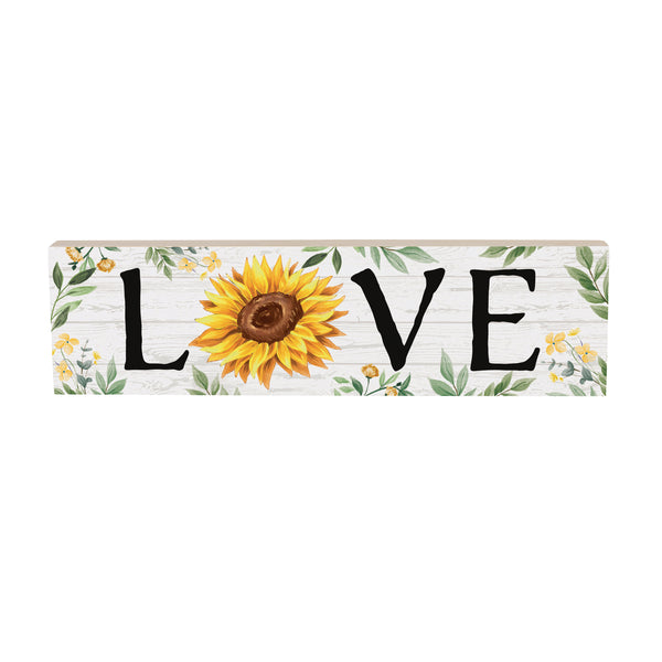 Plow & Hearth Harvest Blossom Sunflower Mantle Sign "Love" 18"x5"