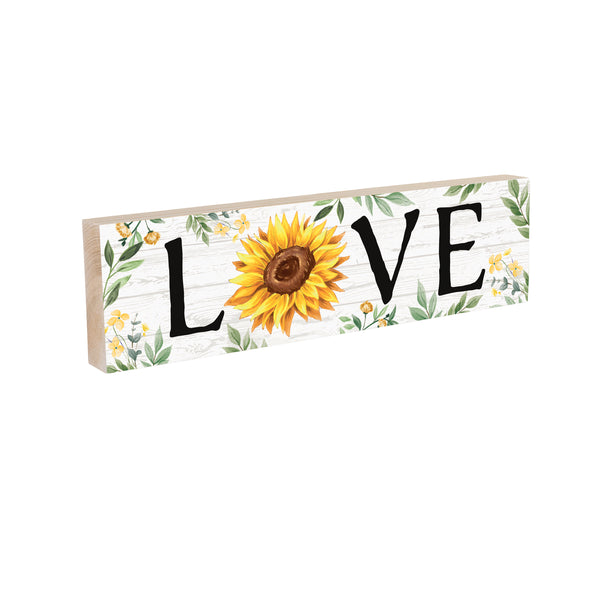 Plow & Hearth Harvest Blossom Sunflower Mantle Sign "Love" 18"x5"