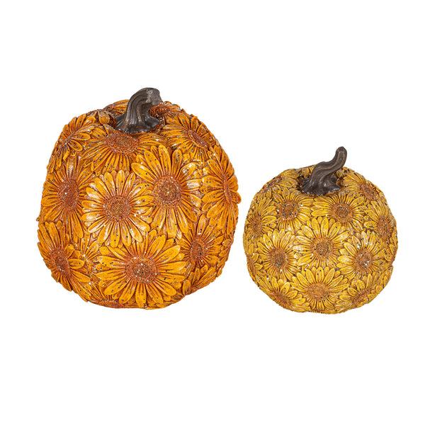Plow & Hearth Harvest Blossom Sunflower Pumpkin Resin Table Décor Set