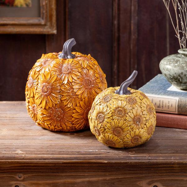 plow & hearth Harvest Blossom Sunflower Pumpkin Resin Table Décor Set
