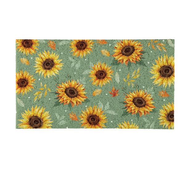 Plow & Hearth Harvest Blossom Sunflower PVC Trapper Mat 28"x16"