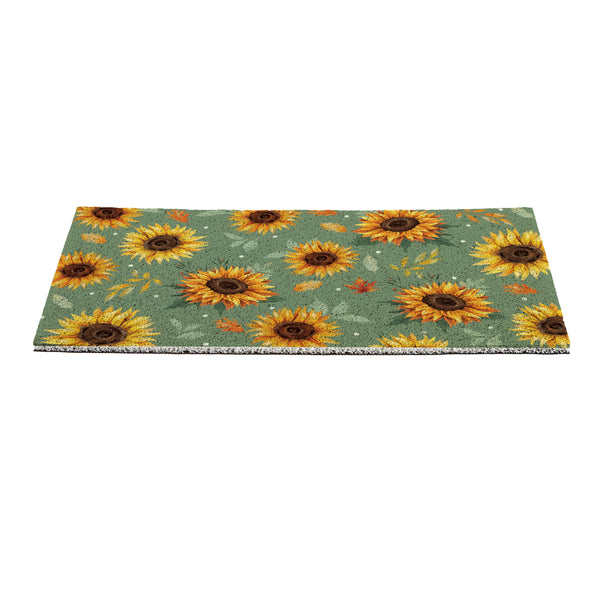 Plow & Hearth Harvest Blossom Sunflower PVC Trapper Mat 28"x16"