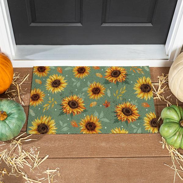 plow & hearth Harvest Blossom Sunflower PVC Trapper Mat 28"x16"