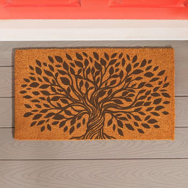 plow & hearth Harvest Blossom Tree Of Life Coir Mat 28"x16”