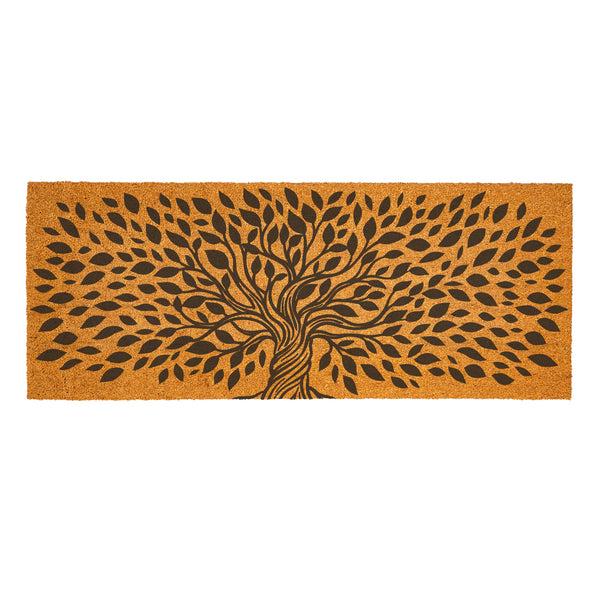 Plow & Hearth Harvest Blossom Tree Of Life Coir Mat 60"x24”