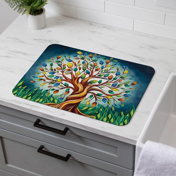 plow & hearth Harvest Blossom Tree Of Life Drying Mat 20"x15”