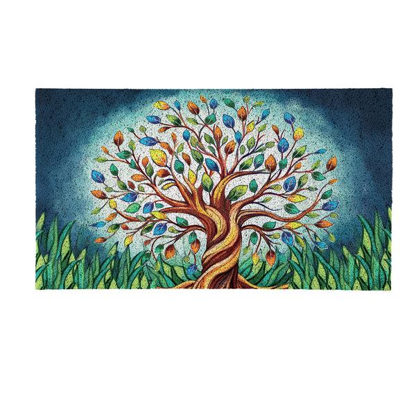 Plow & Hearth Harvest Blossom Tree Of Life PVC Mat 28"x16”