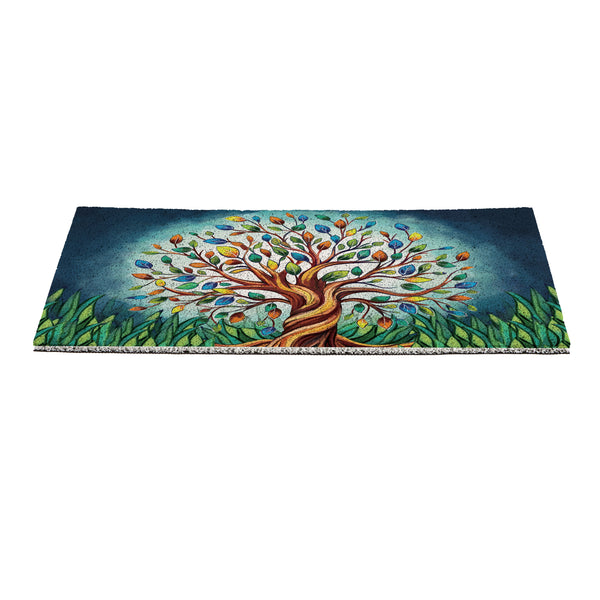 Plow & Hearth Harvest Blossom Tree Of Life PVC Mat 28"x16”