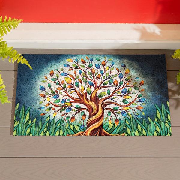 plow & hearth Harvest Blossom Tree Of Life PVC Mat 28"x16”