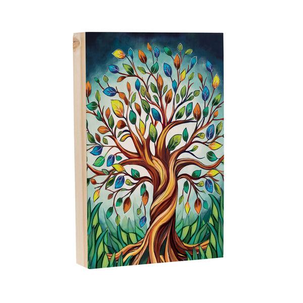 Plow & Hearth Harvest Blossom Tree Of Life Sign Wood Block 12"L X 8"H