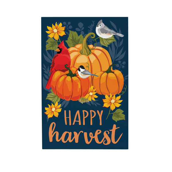 Plow & Hearth Harvest Blossom Welcome Friends Of Fall Sign Wood Block "Happy Harvest" 12"L X 8"H