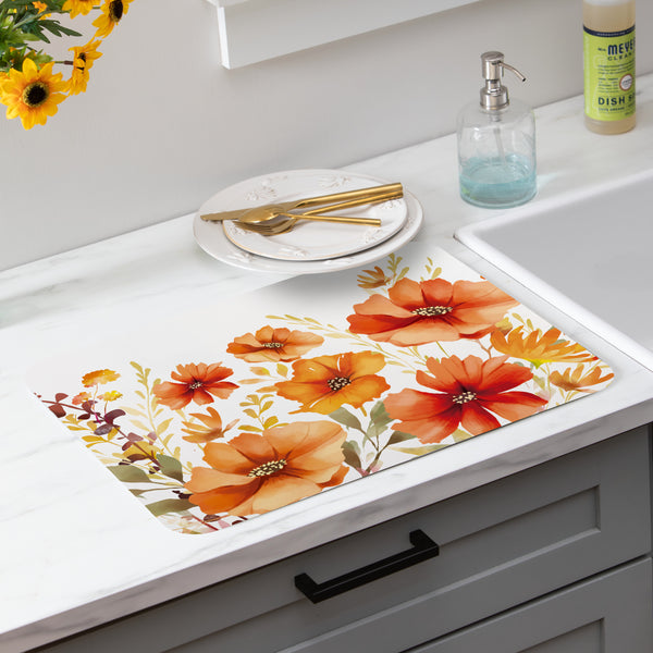 plow & hearth Harvest Blossom Wildflowers Drying Mat 20"x15"