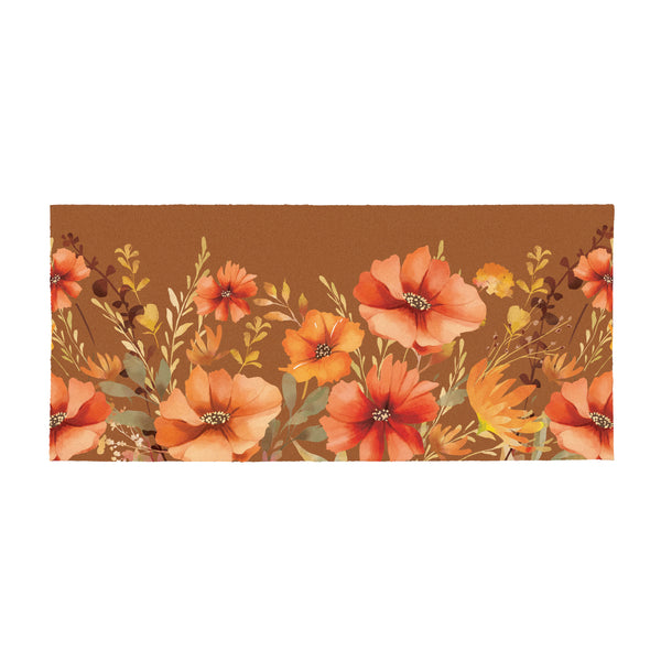 Plow & Hearth Harvest Blossom Wildflowers Flocked Coir Sassafras Switch Mat 22"x10"