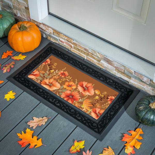 plow & hearth Harvest Blossom Wildflowers Flocked Coir Sassafras Switch Mat 22"x10"