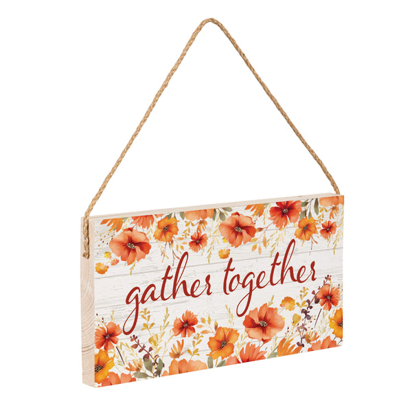 Plow & Hearth Harvest Blossom WildFlowers Hanging Sign 11"x6"