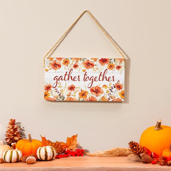 plow & hearth Harvest Blossom WildFlowers Hanging Sign 11"x6"