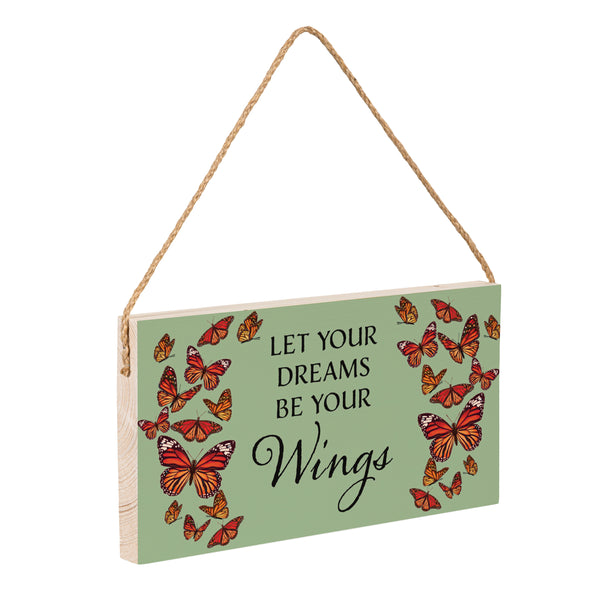 Plow & Hearth Harvest Blossom WildFlowers Hanging Sign "Let Your Dreams Be Your Wings" 11"x6"