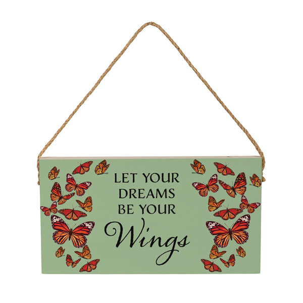 Plow & Hearth Harvest Blossom WildFlowers Hanging Sign "Let Your Dreams Be Your Wings" 11"x6"
