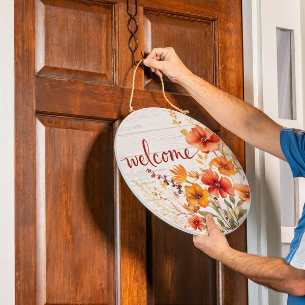 Plow & Hearth Harvest Blossom Wildflowers Wood Door Décor 18"