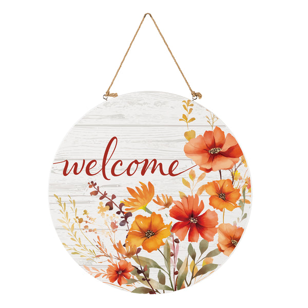 Plow & Hearth Harvest Blossom Wildflowers Wood Door Décor 18"