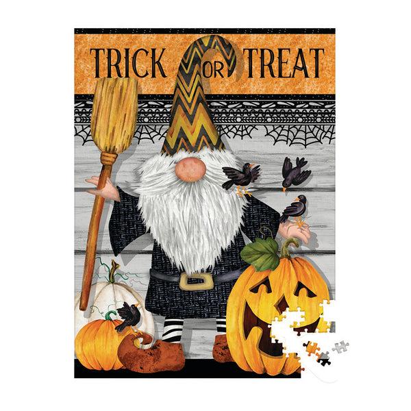 Plow & Hearth Haunted House 17 OZ Ceramic Cup And Puzzle Gift Set Trick Or Treat Gnome