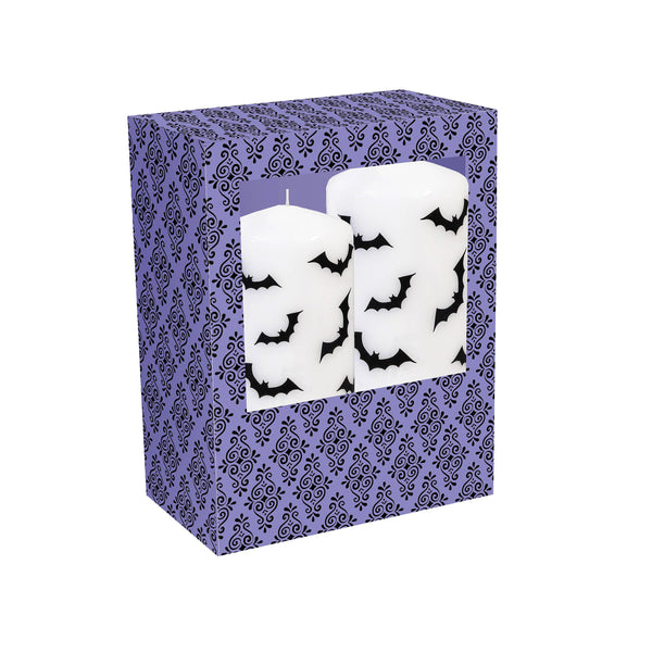 Plow & Hearth Haunted House Bat Pillar Wax Candle Set Of 2