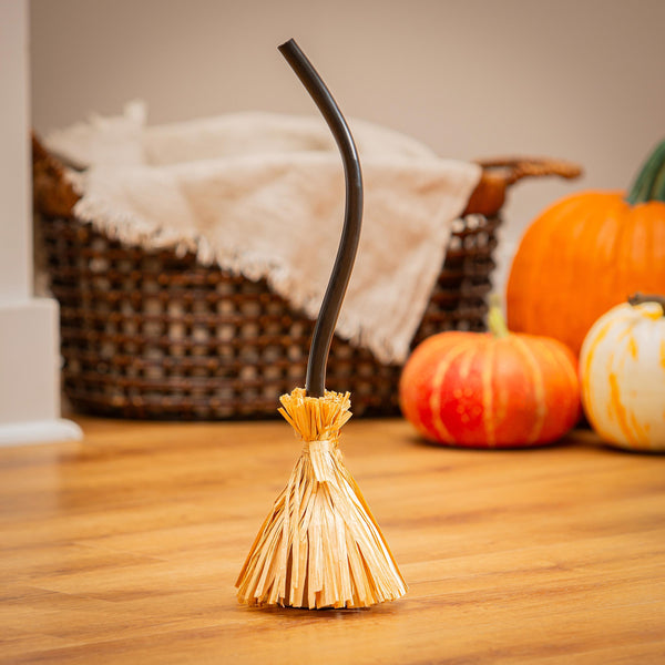 plow & hearth Haunted House Broom with Movement Fabric Table Décor 19"H